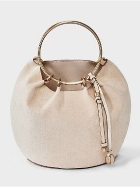 A New Day Suede Gathered Bracelet Handbag - Cream